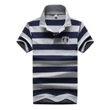 100% Cotton Men Polo Shirt Short Sleeve Breathable Soft Colorfast Male Anti-pilling Red Quality Fashion Stripe Man Polo-shirt
